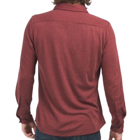 NEW BONOBOS Merino Wool Blend Hybrid Shirt heather burgundy for men 362tn - Picture 2 of 4